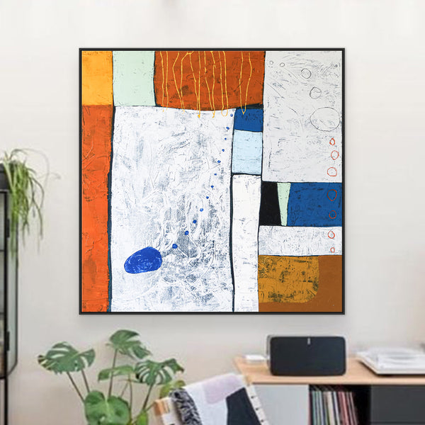 Modern Original Abstract Painting in Acrylic, Contemporary Large Canvas Wall Art for State of Mind | My blue II
