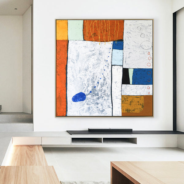 Modern Original Abstract Painting in Acrylic, Contemporary Large Canvas Wall Art for State of Mind | My blue II
