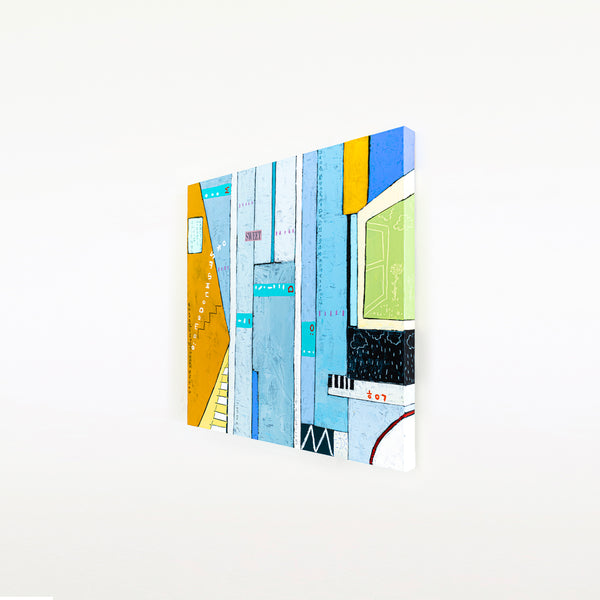 Geometric Abstraction of Aerial View in Acrylic & Bright Modern Painting, Canvas Wall Art | My dear neighborhood II (24"x24")