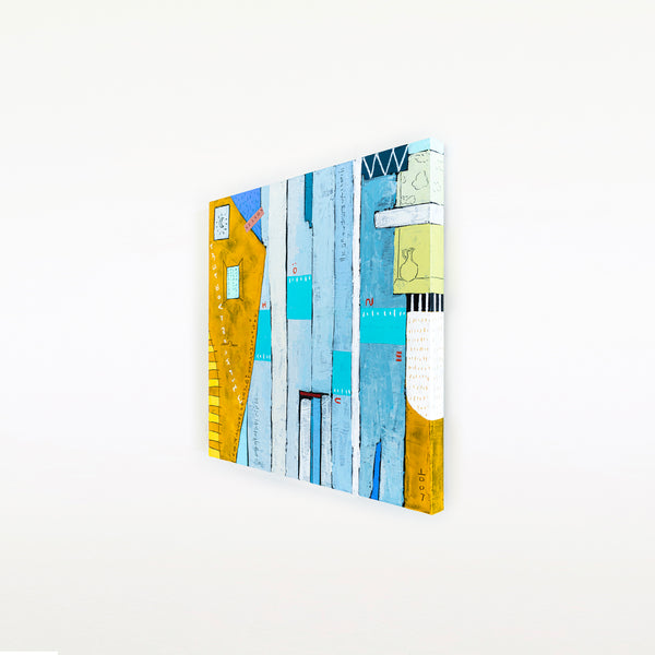 Geometric Abstraction of Aerial View in Acrylic & Bright Modern Painting, Canvas Wall Art | My dear neighborhood I (24"x24")