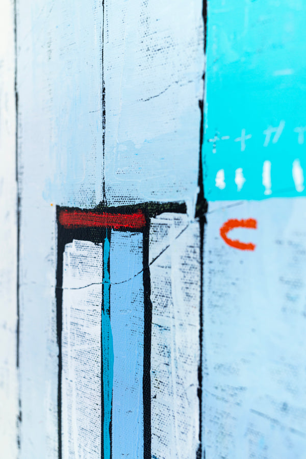 Geometric Abstraction of Aerial View in Acrylic & Bright Modern Painting, Canvas Wall Art | My dear neighborhood I (24"x24")