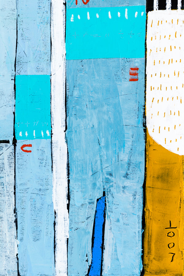 Geometric Abstraction of Aerial View in Acrylic & Bright Modern Painting, Canvas Wall Art | My dear neighborhood I (24"x24")