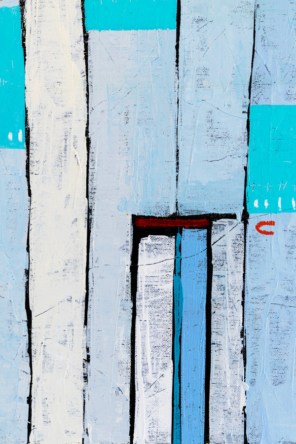 Geometric Abstraction of Aerial View in Acrylic & Bright Modern Painting, Canvas Wall Art | My dear neighborhood I (24"x24")