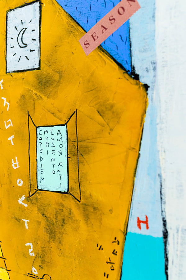 Geometric Abstraction of Aerial View in Acrylic & Bright Modern Painting, Canvas Wall Art | My dear neighborhood I (24"x24")