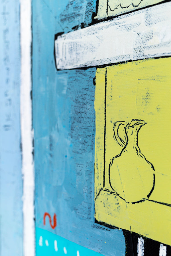 Geometric Abstraction of Aerial View in Acrylic & Bright Modern Painting, Canvas Wall Art | My dear neighborhood I (24"x24")