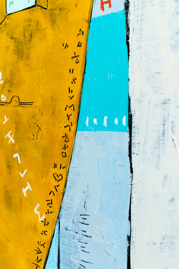 Geometric Abstraction of Aerial View in Acrylic & Bright Modern Painting, Canvas Wall Art | My dear neighborhood I (24"x24")