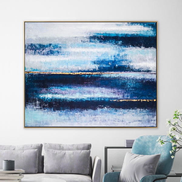 Midnight Tranquility in Acrylic Abstract Original Painting, Large Modern Blue Canvas Wall Art | Mystic Blue