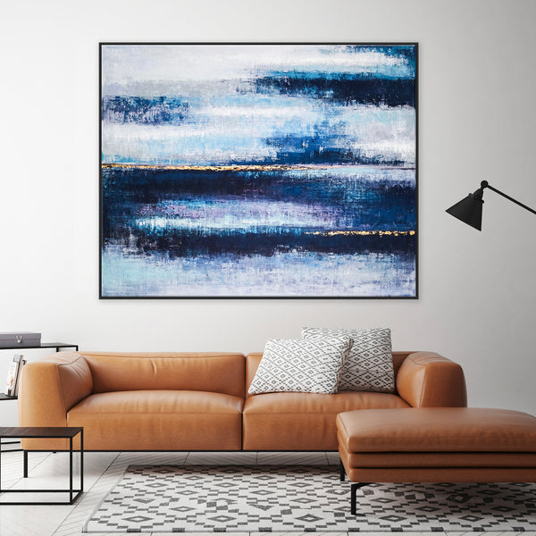 Midnight Tranquility in Acrylic Abstract Original Painting, Large Modern Blue Canvas Wall Art | Mystic Blue