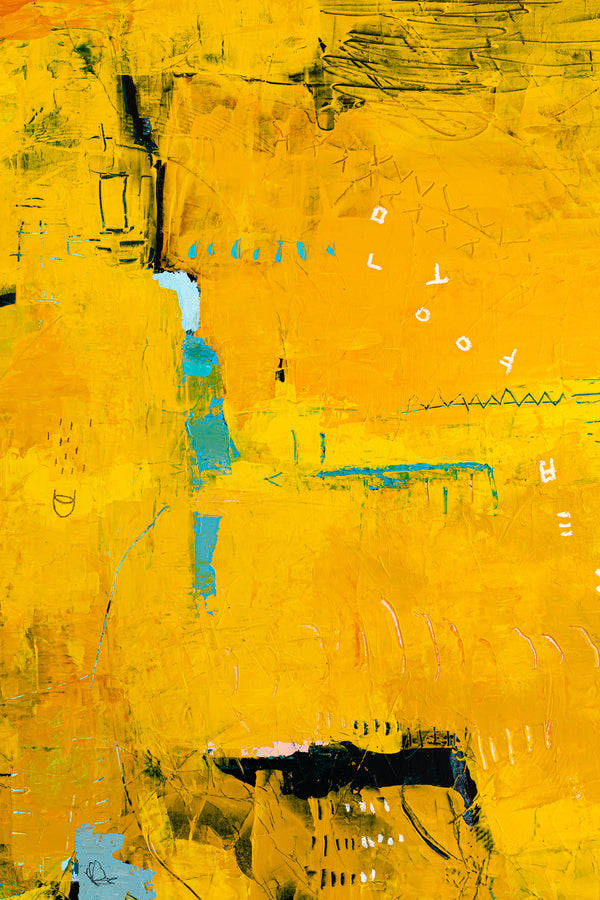 Expressionism in Yellow Abstract Modern Painting, Original Abstract Canvas Wall Art | Nabi II (36"x36")