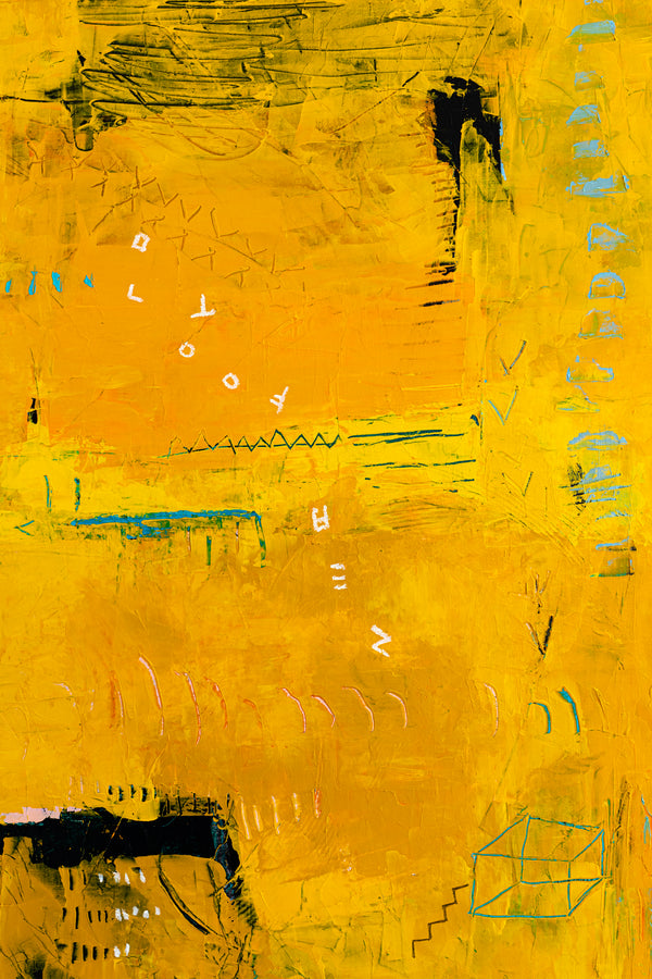 Expressionism in Yellow Abstract Modern Painting, Original Abstract Canvas Wall Art | Nabi II (36"x36")