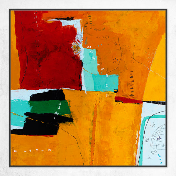 Modern Abstract Expressionist Original Painting, Contemporary Canvas Wall Art in Orange Color | Nabi (36"x36")