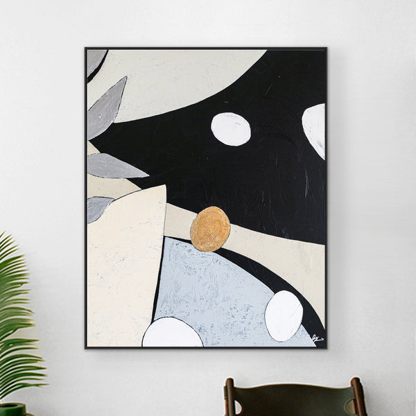 Modern Minimalist Abstract Painting in Acrylic, Mysterious Moonlight in Contemporary Canvas Wall Art | Nacht