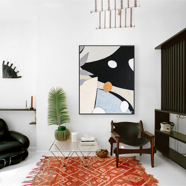 Modern Minimalist Abstract Painting in Acrylic, Mysterious Moonlight in Contemporary Canvas Wall Art | Nacht