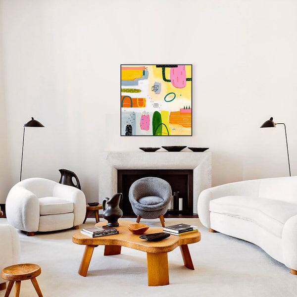 Colorful Original Acrylic Painting for Contemporary Spaces, Vivid Tale of Abstract Modern Art | Naui (40"x40")