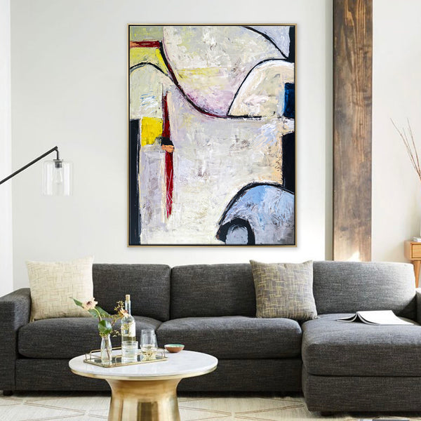 Playful Comfort through Abstract in Modern Original Acrylic Painting, Large Expressionism Canvas Wall Art | No 6