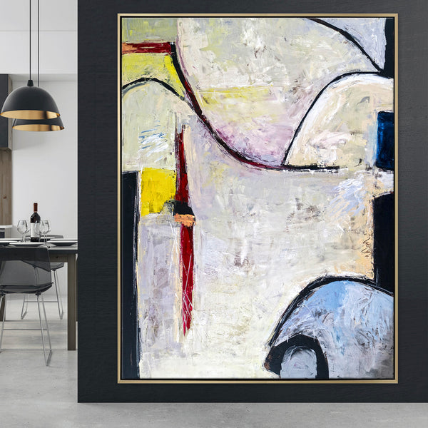 Playful Comfort through Abstract in Modern Original Acrylic Painting, Large Expressionism Canvas Wall Art | No 6