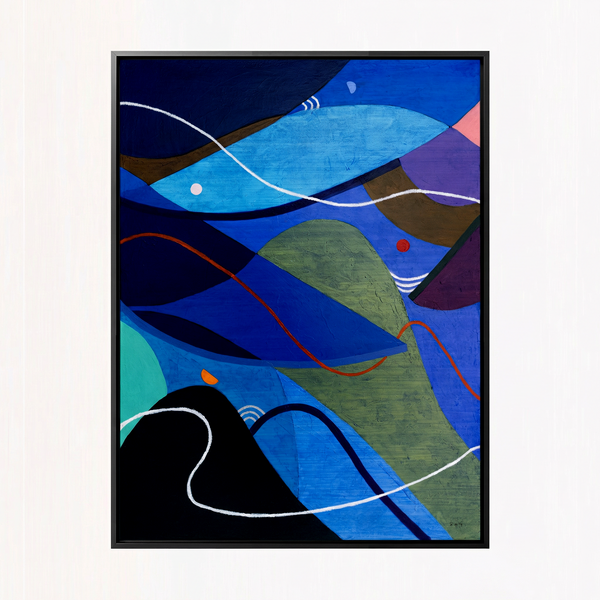 Moody Blue Abstract Wall Art — Large Original Oil Painting, Textured Canvas — "Noctis Tacitae" (24"x32")