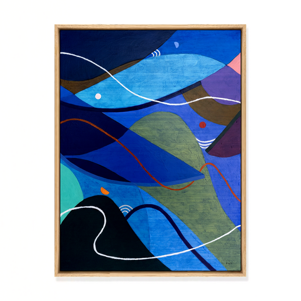 Moody Blue Abstract Wall Art — Large Original Oil Painting, Textured Canvas — "Noctis Tacitae" (24"x32")