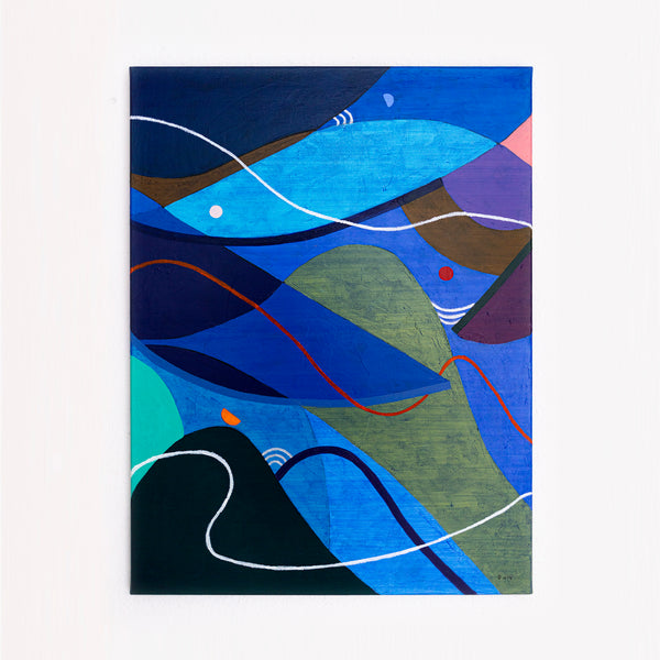 Moody Blue Abstract Wall Art — Large Original Oil Painting, Textured Canvas — "Noctis Tacitae" (24"x32")