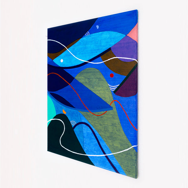 Moody Blue Abstract Wall Art — Large Original Oil Painting, Textured Canvas — "Noctis Tacitae" (24"x32")