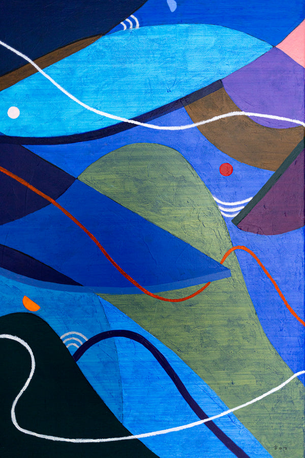 Moody Blue Abstract Wall Art — Large Original Oil Painting, Textured Canvas — "Noctis Tacitae" (24"x32")
