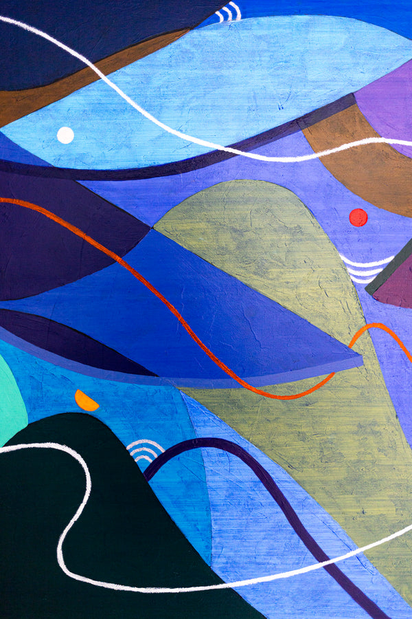 Moody Blue Abstract Wall Art — Large Original Oil Painting, Textured Canvas — "Noctis Tacitae" (24"x32")