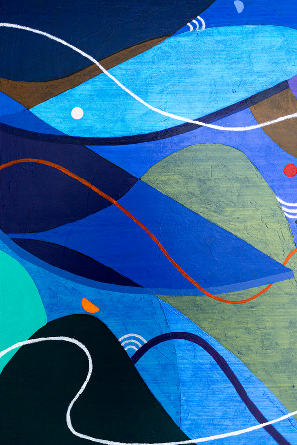 Moody Blue Abstract Wall Art — Large Original Oil Painting, Textured Canvas — "Noctis Tacitae" (24"x32")