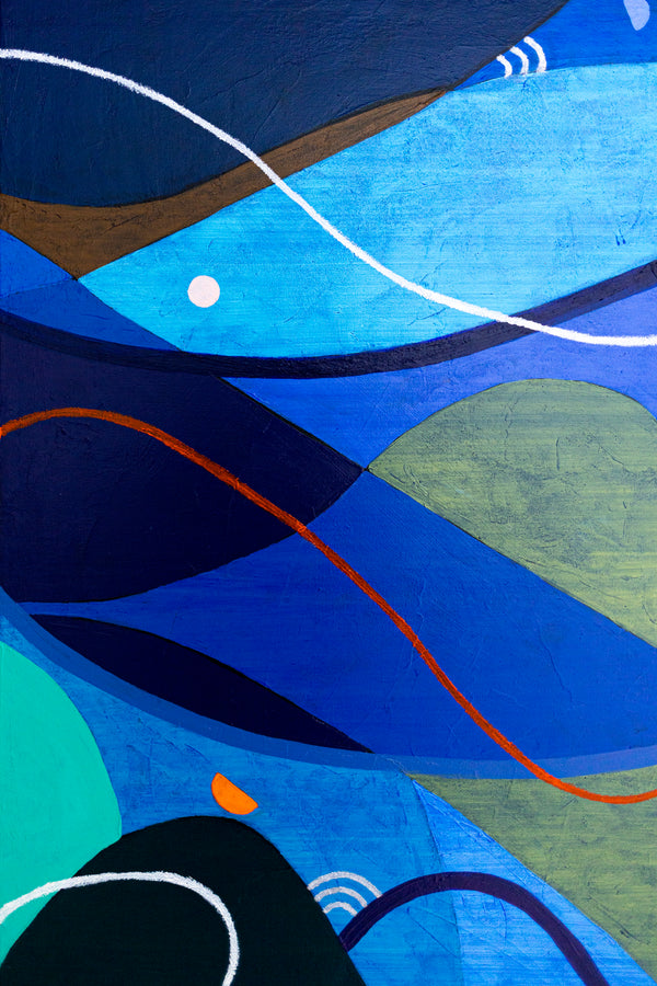 Moody Blue Abstract Wall Art — Large Original Oil Painting, Textured Canvas — "Noctis Tacitae" (24"x32")