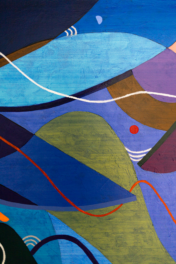 Moody Blue Abstract Wall Art — Large Original Oil Painting, Textured Canvas — "Noctis Tacitae" (24"x32")