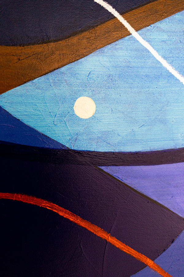 Moody Blue Abstract Wall Art — Large Original Oil Painting, Textured Canvas — "Noctis Tacitae" (24"x32")