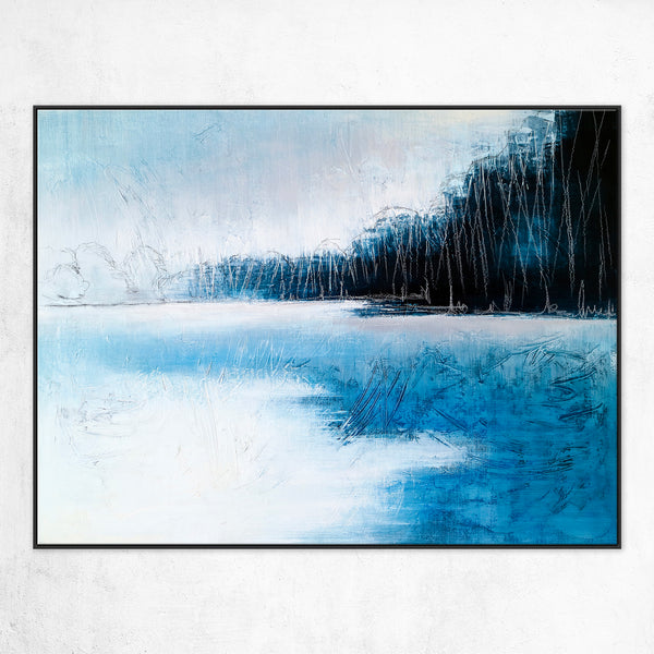 Landscape Modern Abstract Original Painting of the Deep Nordic Winter Tranquility, Canvas Wall Art | Norwegian wood