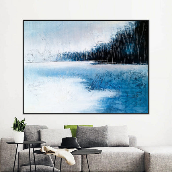 Landscape Modern Abstract Original Painting of the Deep Nordic Winter Tranquility, Canvas Wall Art | Norwegian wood