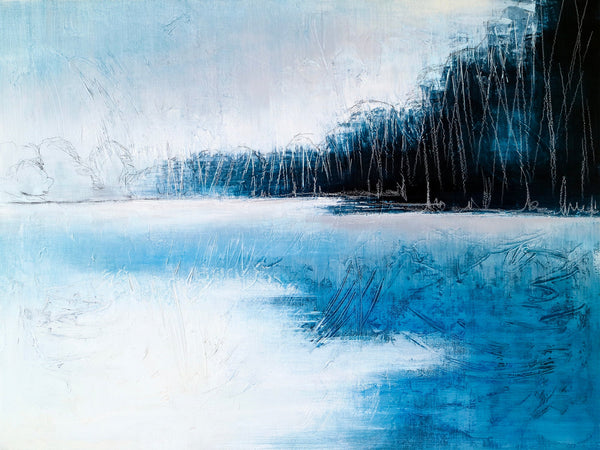 Landscape Modern Abstract Original Painting of the Deep Nordic Winter Tranquility, Canvas Wall Art | Norwegian wood