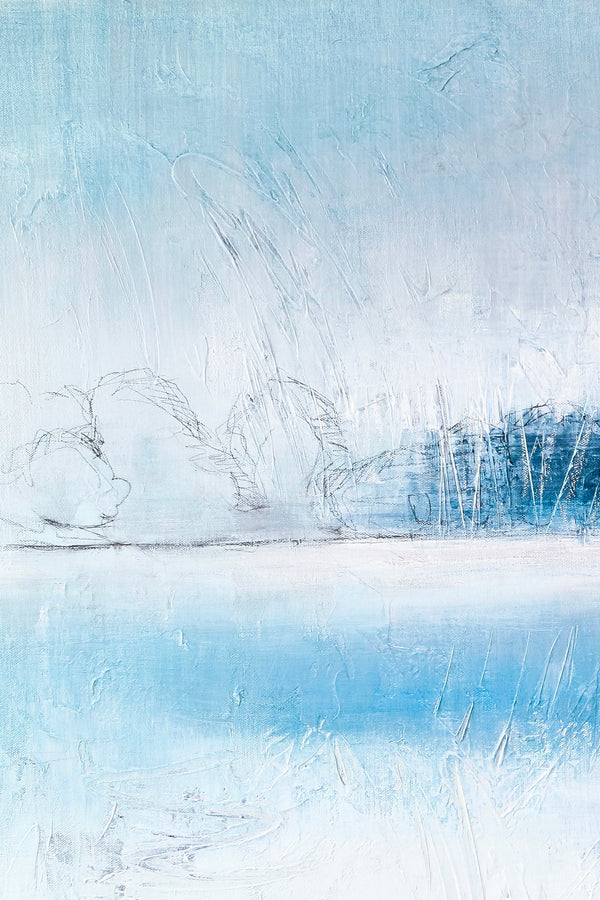 Landscape Modern Abstract Original Painting of the Deep Nordic Winter Tranquility, Canvas Wall Art | Norwegian wood