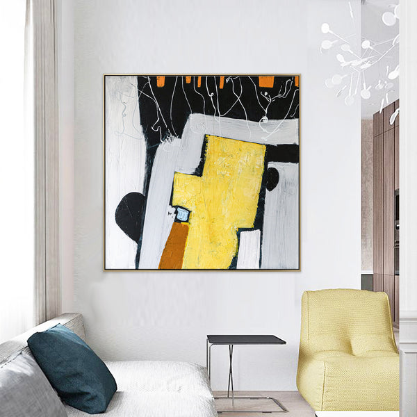 Playful Large Original Abstract Painting in Acrylic, Modern Canvas Wall Art of Childhood Memories | Nostalgia