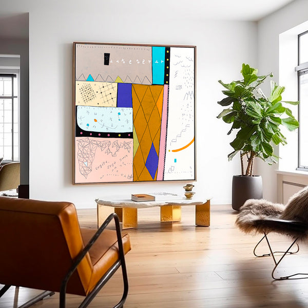 Geometric Original Abstract Painting in Acrylic, Large Contemporary Modern Canvas Wall Art | Not a math III
