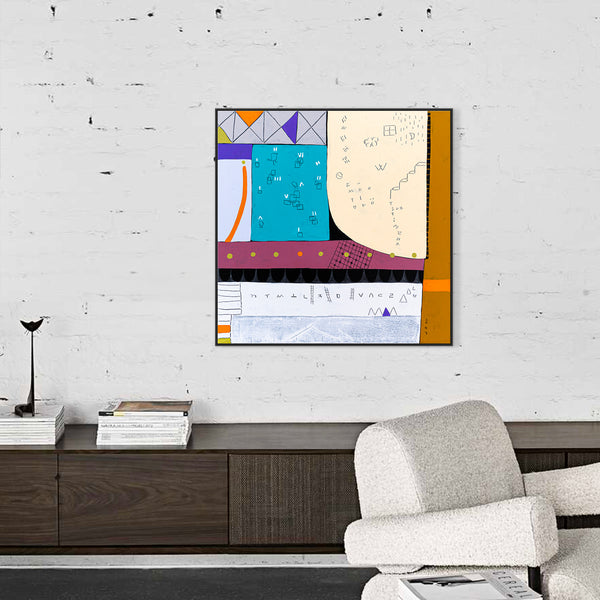 Geometric Original Abstract Painting in Acrylic, Large Contemporary Modern Canvas Wall Art | Not a math II (24"x24")