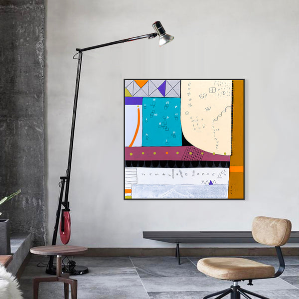 Geometric Original Abstract Painting in Acrylic, Large Contemporary Modern Canvas Wall Art | Not a math II