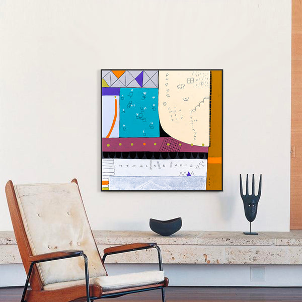 Geometric Original Abstract Painting in Acrylic, Large Contemporary Modern Canvas Wall Art | Not a math II (24"x24")