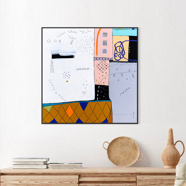 Geometric Original Abstract Painting in Acrylic, Large Contemporary Modern Canvas Wall Art | Not a math I (24"x24")