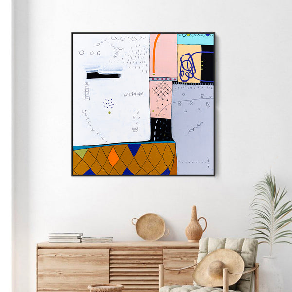 Geometric Original Abstract Painting in Acrylic, Large Contemporary Modern Canvas Wall Art | Not a math I