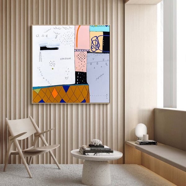 Geometric Original Abstract Painting in Acrylic, Large Contemporary Modern Canvas Wall Art | Not a math I