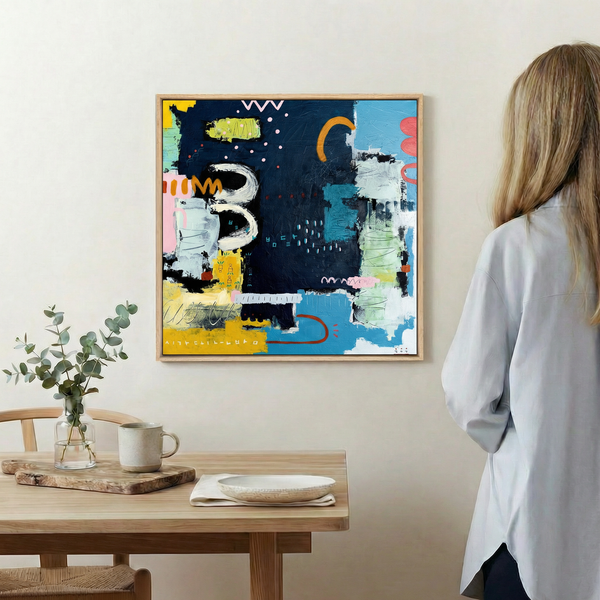 Abstract Painting – Original Wall Art – Oil & Acrylic on Canvas – Nox Poema (24"x24")