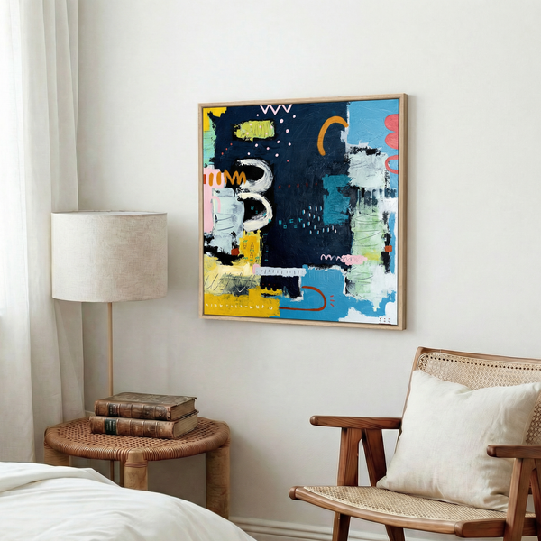 Abstract Painting – Original Wall Art – Oil & Acrylic on Canvas – Nox Poema (24"x24")