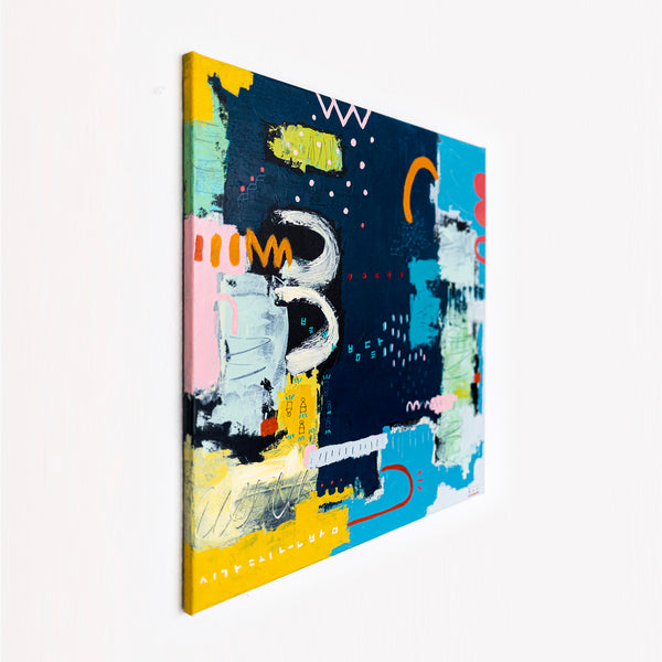 Abstract Painting – Original Wall Art – Oil & Acrylic on Canvas – Nox Poema (24"x24")