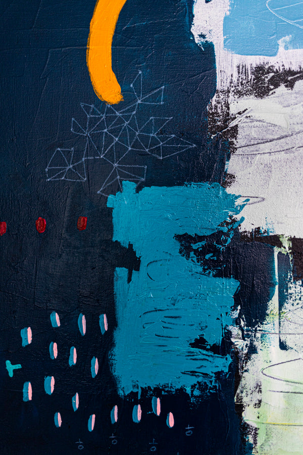 Abstract Painting – Original Wall Art – Oil & Acrylic on Canvas – Nox Poema (24"x24")