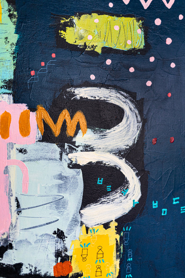 Abstract Painting – Original Wall Art – Oil & Acrylic on Canvas – Nox Poema (24"x24")