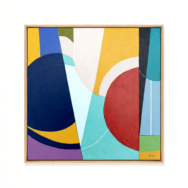 Abstract Wall Art — Modern Teal Navy Original Oil Painting, Textured Canvas — "Nox et Dies" (20"x20")