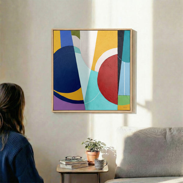 Abstract Wall Art — Modern Teal Navy Original Oil Painting, Textured Canvas — "Nox et Dies" (20"x20")