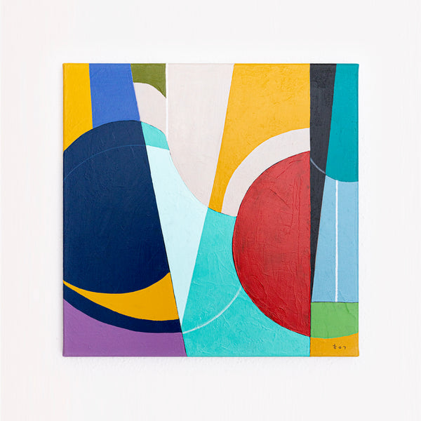 Abstract Wall Art — Modern Teal Navy Original Oil Painting, Textured Canvas — "Nox et Dies" (20"x20")